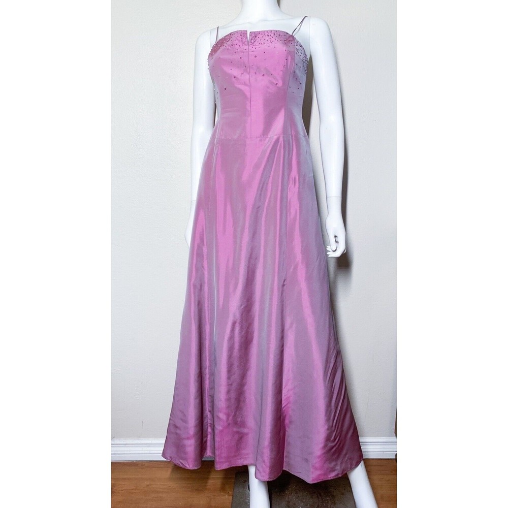 90s Laundry by Shelli Segal Y2K Iridescent Mauve Dress 4P Formal Gown Prom Long